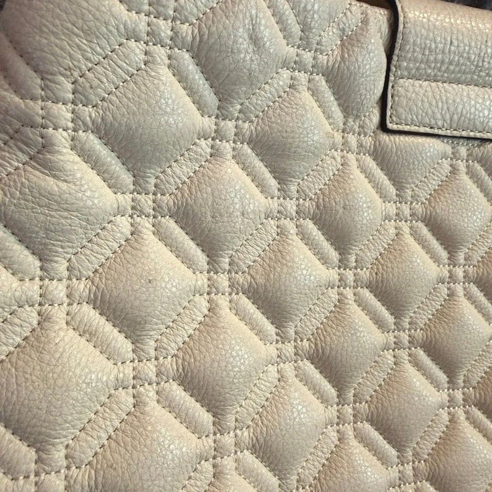Kate Spade Off White Quilted leather Bag Astor Court Elena Shoulder Bag Large